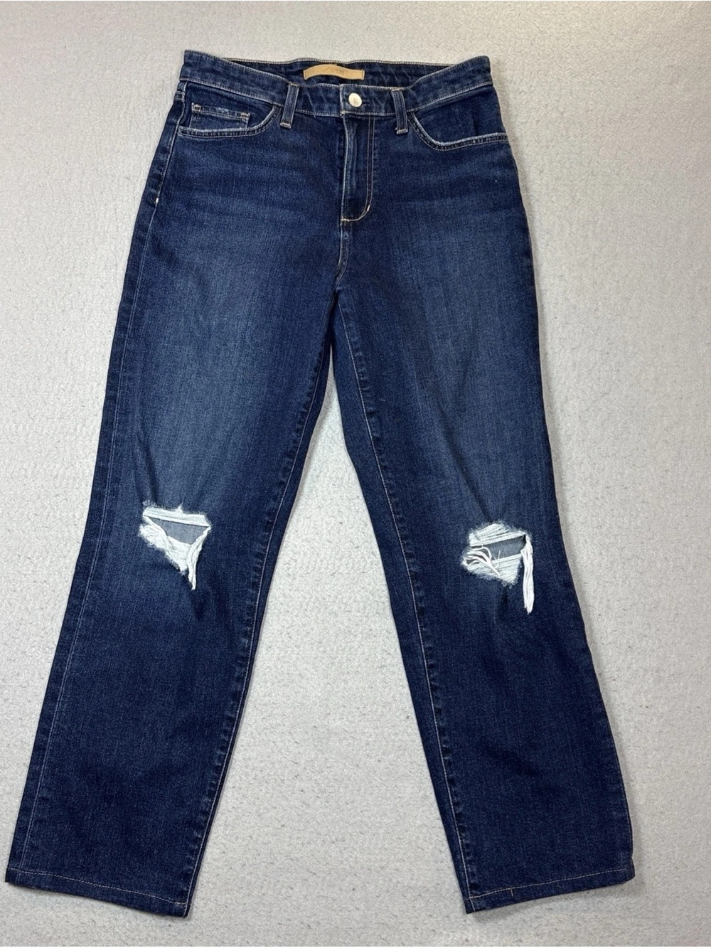 Joe's Jeans Straight Leg Ripped Dark Blue Denim